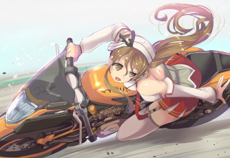 Картинка аниме kantai+collection арт девушка мотоцикл