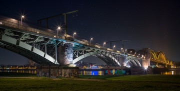 Картинка города -+мосты ночь мост огни звезды