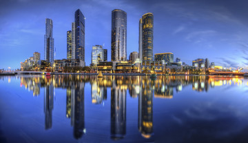 Картинка melbourne+south+of+the+yarra+river города мельбурн+ австралия океан небоскребы отражение