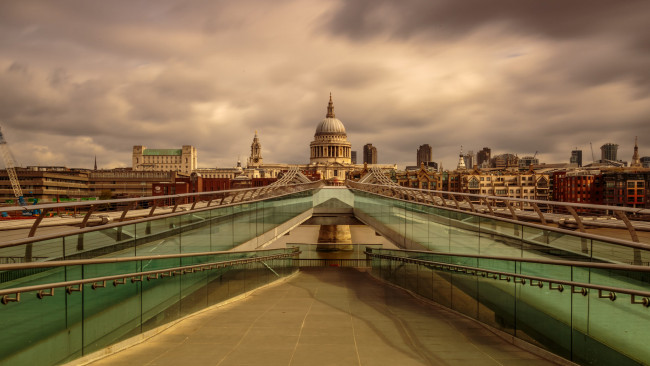Обои картинки фото millennium bridge, города, лондон , великобритания, город, мост