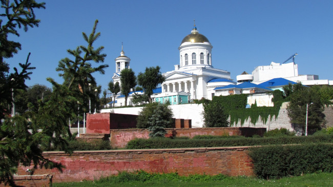 Обои картинки фото города, - православные церкви,  монастыри, небо, куст, город, воронеж, собор