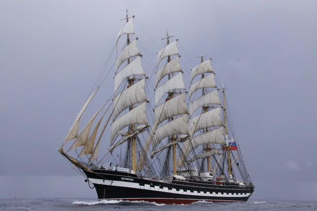Обои картинки фото барк крузенштерн, корабли, парусники, барк, крузенштерн, парусник, корабль, море
