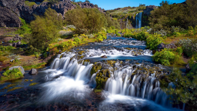 Обои картинки фото gjarfoss waterfall, iceland, природа, водопады, gjarfoss, waterfall