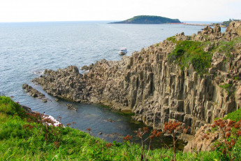 Картинка природа побережье корабль море скала