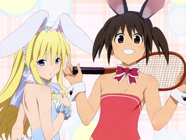 Обои картинки фото аниме, soft, tennis, тенис, девушки
