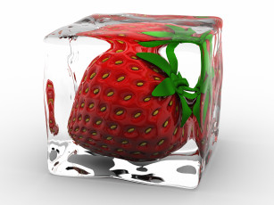 Картинка 3д графика modeling моделирование клубника кубик льда лёд