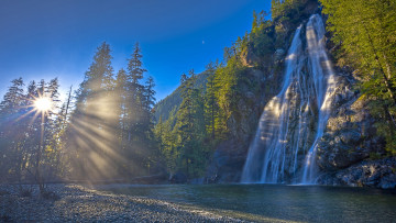 Картинка природа водопады река канада canada скала деревья