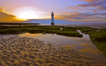 Картинка природа маяки маяк трава свет отлив берег