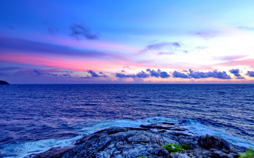 Картинка природа моря океаны море закат облака камни