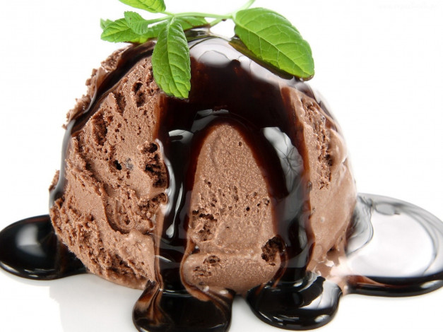 Обои картинки фото еда, мороженое, десерты, зелень, помадка, шоколадное