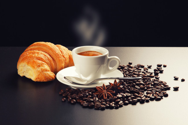 Обои картинки фото еда, кофе, кофейные, зёрна, завтрак