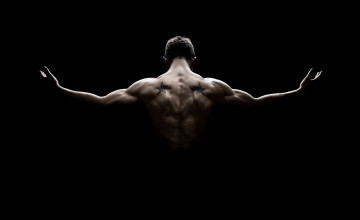Картинка спорт body+building тень мышцы спина татуировки мужчина