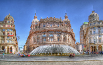 Картинка генуя италия города улицы площади набережные фонтан площадь здания архитектура