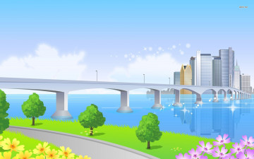 Картинка векторная+графика город мост