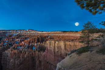 Картинка природа горы скалы ночь небо луна