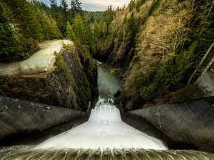 Картинка канада природа водопады площадка пена водоем деревья