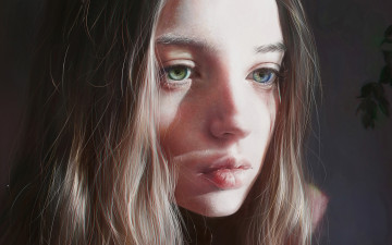 Картинка рисованное люди волосы девушка лицо взгляд art красавица глаза