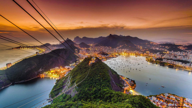 Обои картинки фото города, рио-де-жанейро , бразилия, море, город, острова, горы, панорама
