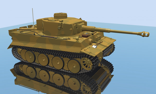 Обои картинки фото танк, 3д графика, моделирование , modeling, тигр, 131, вид, с, права