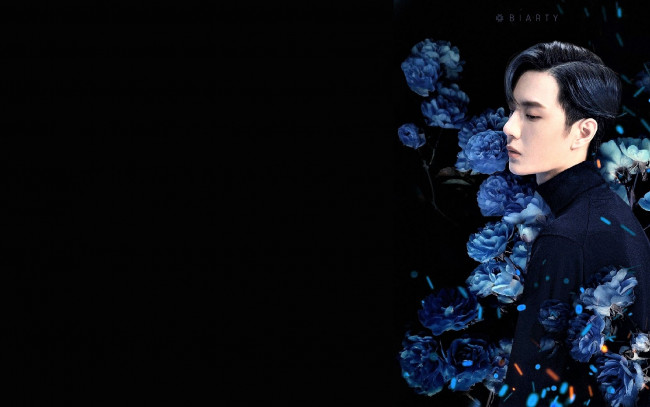 Обои картинки фото мужчины, wang yi bo, актер, певец, цветы