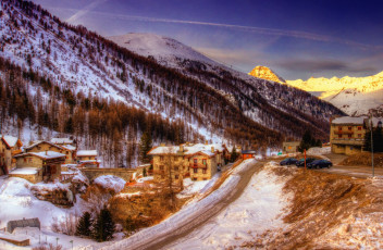 Картинка alps france города пейзажи здания зима альпы горы дома
