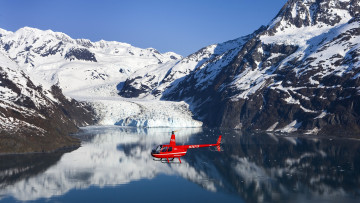 Картинка природа горы озеро вертолёт