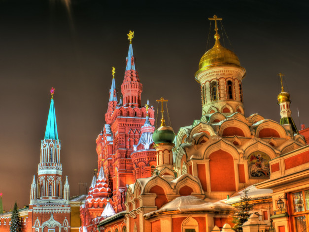 Обои картинки фото красная, площадь, города, москва, россия, кремль, храм
