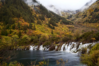 Картинка dragon falls jiuzhaigou valley китай природа водопады водопад