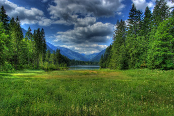 Картинка германия бавария рамзау природа пейзажи озеро горы поляна лес