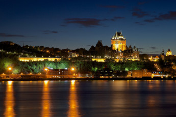 Картинка канада quebec города огни ночного ночь река дома