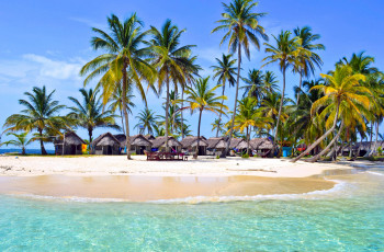 Картинка природа тропики панама пальмы остров пляж