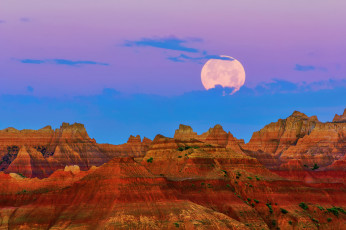 Картинка природа горы национальный парк бэдлендс южная дакота ююнь лето небо луна утро сша