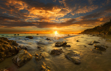 Картинка природа восходы закаты сша калифорния малибу пляж закат
