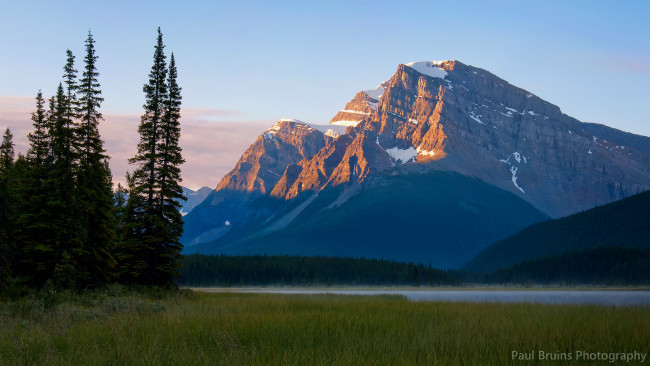Обои картинки фото природа, горы, канада, национальный, парк, банф, скалистые, waterfowl, lakes, провинция, альберта, хвойные, леса, утро, paul, bruins, photography