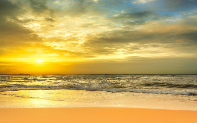 Обои картинки фото природа, восходы, закаты, закат, море, sand, wave, beach, sunset, sea