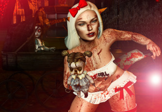 Картинка 3d+девушка 3д+графика ужас+ horror ужасы зомби девушка кровь 3d