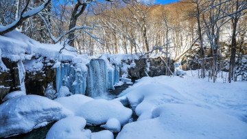 Картинка природа водопады снег река