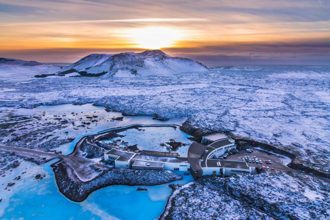 Обои картинки фото исландия, города, - пейзажи, туризм, лед, снег, гейзеры, озеро, закат, wallhaven, пейзаж, зима, с, высоты, птичьего, полета