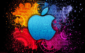 Картинка компьютеры apple точки слова фразы краски стиль лого бренд узоры dots colors style знак