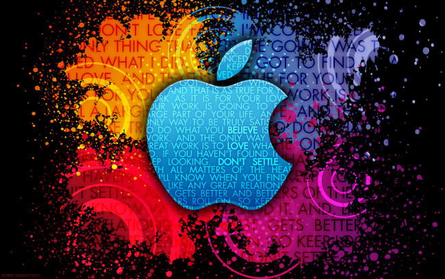 Обои картинки фото компьютеры, apple, точки, слова, фразы, краски, стиль, лого, бренд, узоры, dots, colors, style, знак