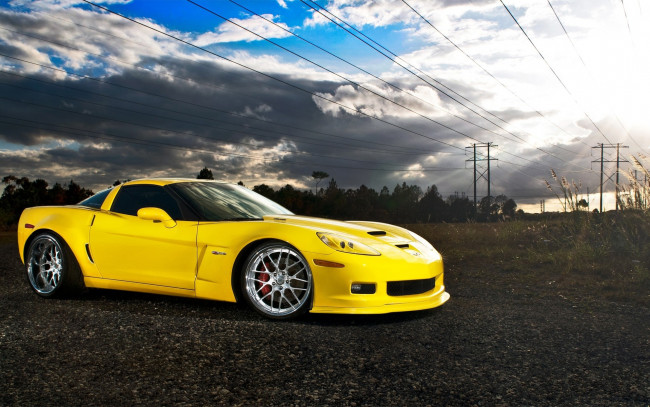 Обои картинки фото corvette, автомобили, желтый, корвет