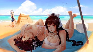Картинка аниме unknown +другое anime big tits suan beach boobs breast bikini sky cloud kumo titty busty boobies oppai sea sand bishojo kawaii japonese chest manga