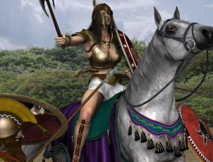 Картинка 3д+графика амазонки+ amazon взгляд девушка фон амазонка конь