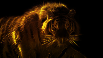 Картинка 3д графика animals животные тигр фрактал