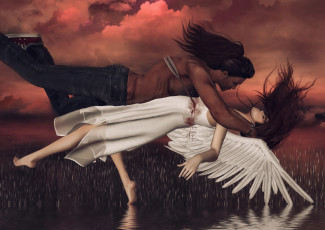 Картинка 3д графика romance стрела чувства крылья ранение