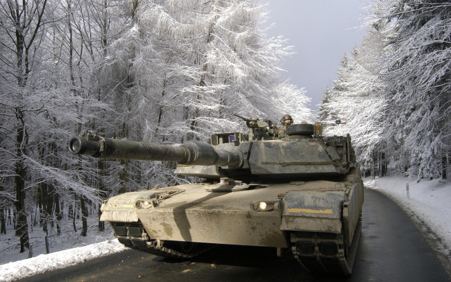 Обои картинки фото техника, военная, танк, abrams, дорога