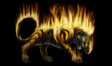 Картинка рисованное животные +сказочные +мифические зверь огонь фентези арт