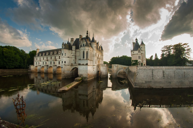 Обои картинки фото chenonceau-le ch&, 226, teau, города, замки франции, замок, пруд, парк