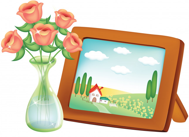 Обои картинки фото векторная графика, цветы , flowers, ваза, цветы