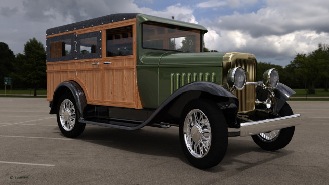 Обои картинки фото автомобили, 3д, wagon, panel, 1930г, woody